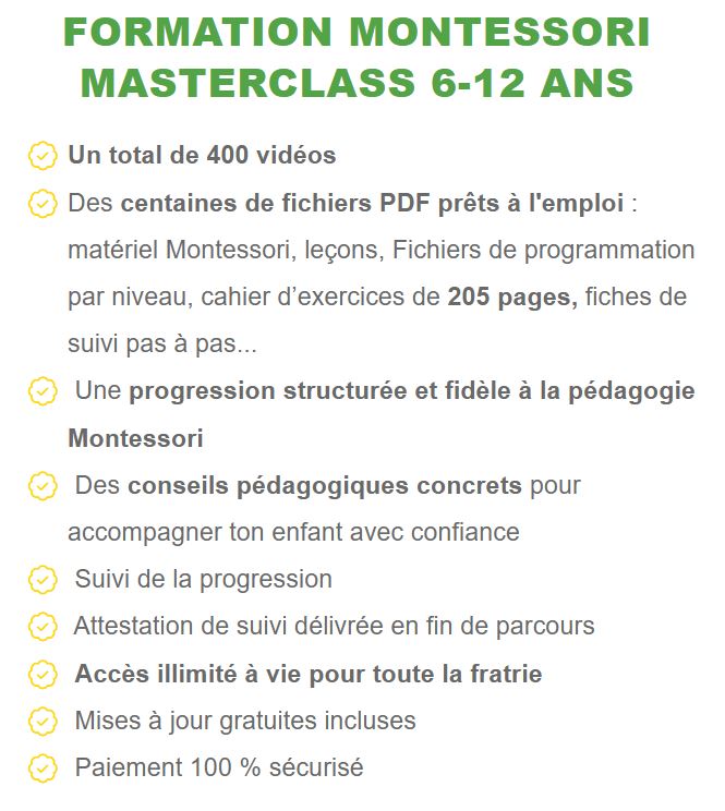 formation montessori masterclass khadija contenu supports pedagogiques